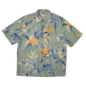 Vintage Tommy Bahama Shirt Mens M Medium Silk Floral Hawaiian Aloha Short Sleeve